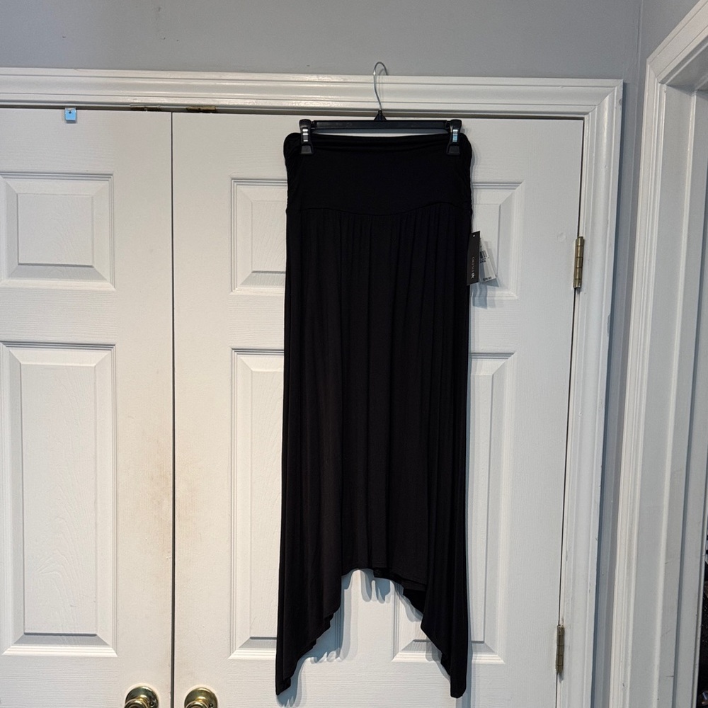 AB Studio Black Asymmetrical Maxi Skirt